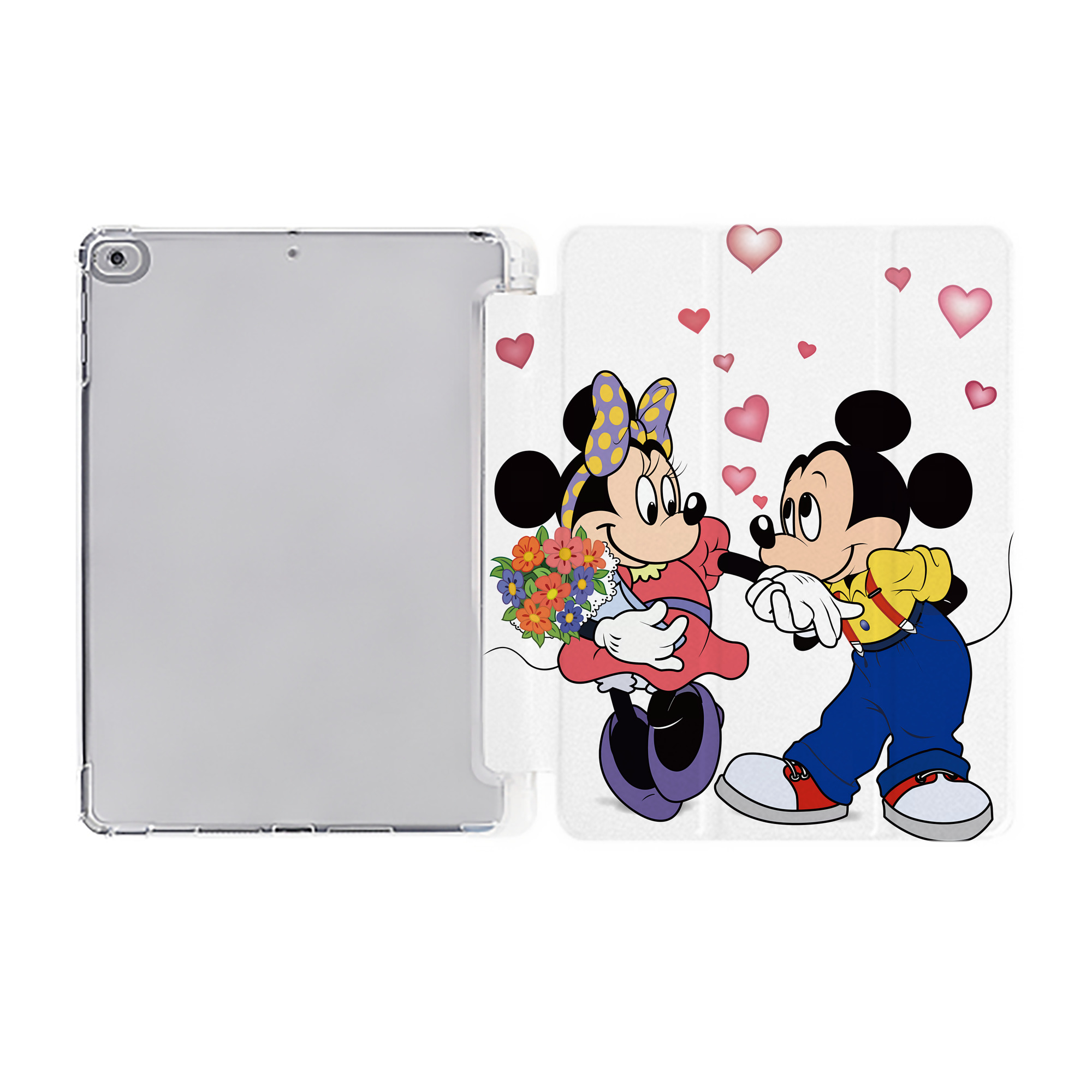 （画像用） ミッキーマウス Mickey Mouse IPad ケース ペン収納付き 三つ折りスタンド PUレザー×シリコン 対応機種9.5/10.5/10.9インチ